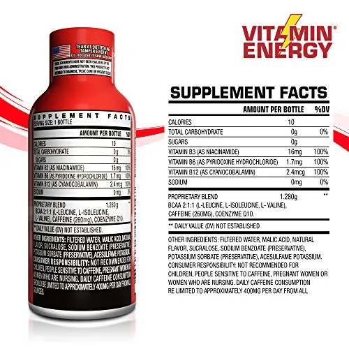 Vitamina Energy Shots – Focus  Infusión Tropical | Dura hasta 7   Horas* | Suplemento de energía BCAAs con soporte para el cerebro | Keto Bebida amigable 0 Carb, 0 Azúcar, 0 Calorías, 24 unidades