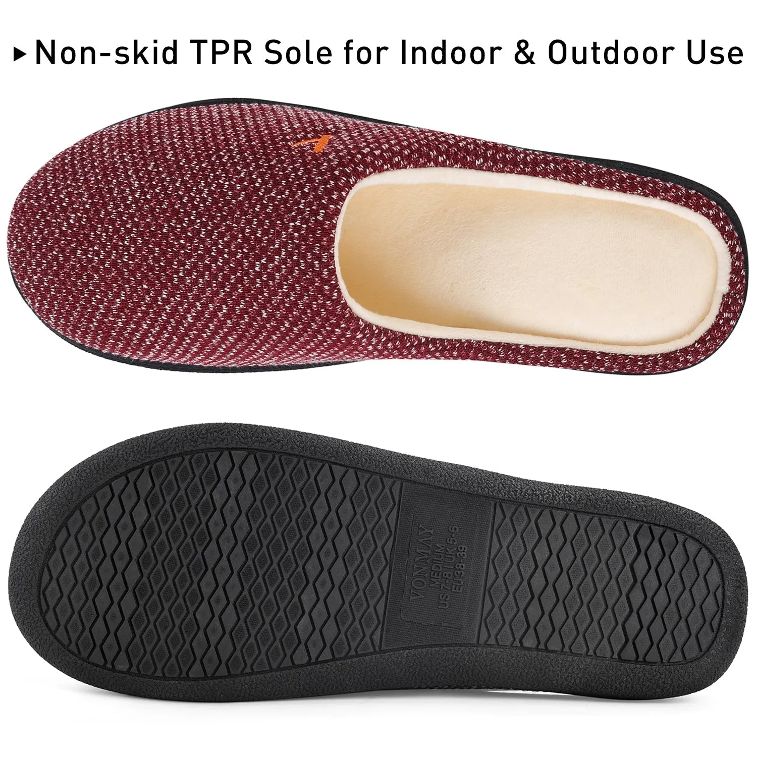 VONMAY Women's Slippers Two-Tone Cozy House Shoes Memory Foam Slippers