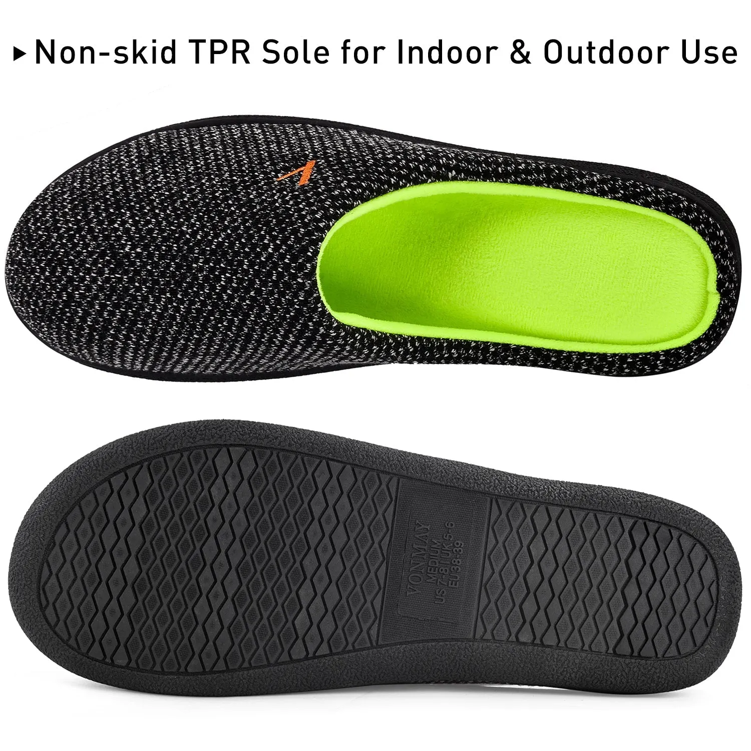 VONMAY Women's Slippers Two-Tone Cozy House Shoes Memory Foam Slippers