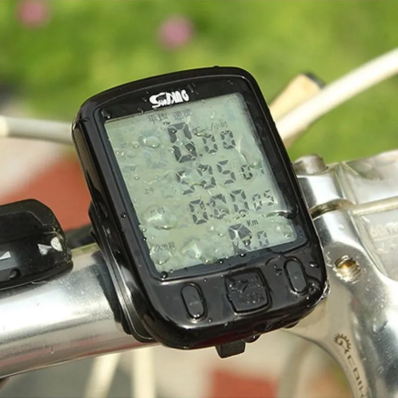 Weatherproof LCD Display Bicycle Computer Odometer Speedometer   Green Backlight