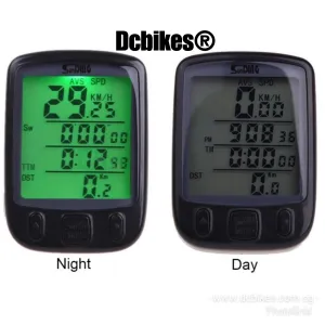 Weatherproof LCD Display Bicycle Computer Odometer Speedometer   Green Backlight