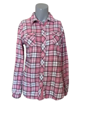 Weatherproof Vintage Pink Plaid Flannel Button Down Shirt