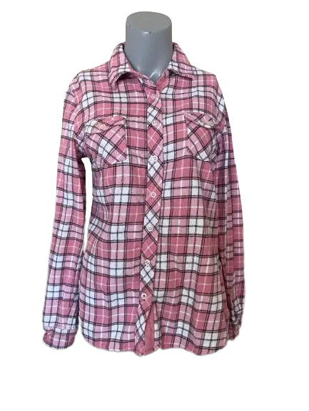 Weatherproof Vintage Pink Plaid Flannel Button Down Shirt