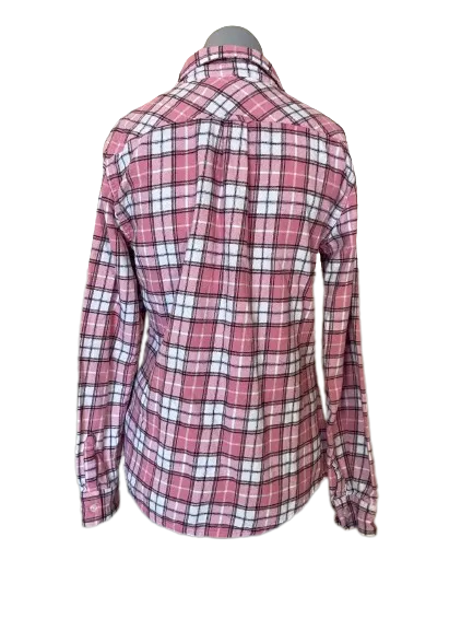 Weatherproof Vintage Pink Plaid Flannel Button Down Shirt