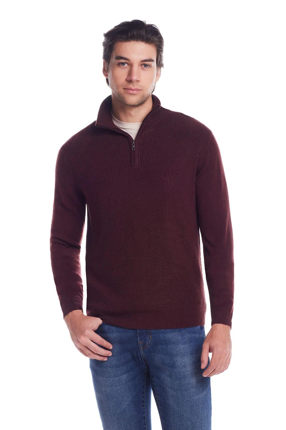 Weatherproof Vintage Soft Touch Quarter Zip Sweater for Men in Oxblood | F2440183GK-OXBLOOD