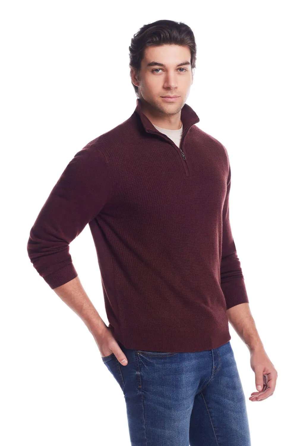 Weatherproof Vintage Soft Touch Quarter Zip Sweater for Men in Oxblood | F2440183GK-OXBLOOD