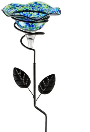Whimsical Garden Stake Hand Blown Glass Butterfly Feeder with adjustable height! Retail $45 