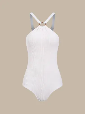 White O-Ring One-Piece Swimsuit