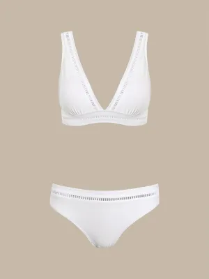White V-Neck Bikini Set