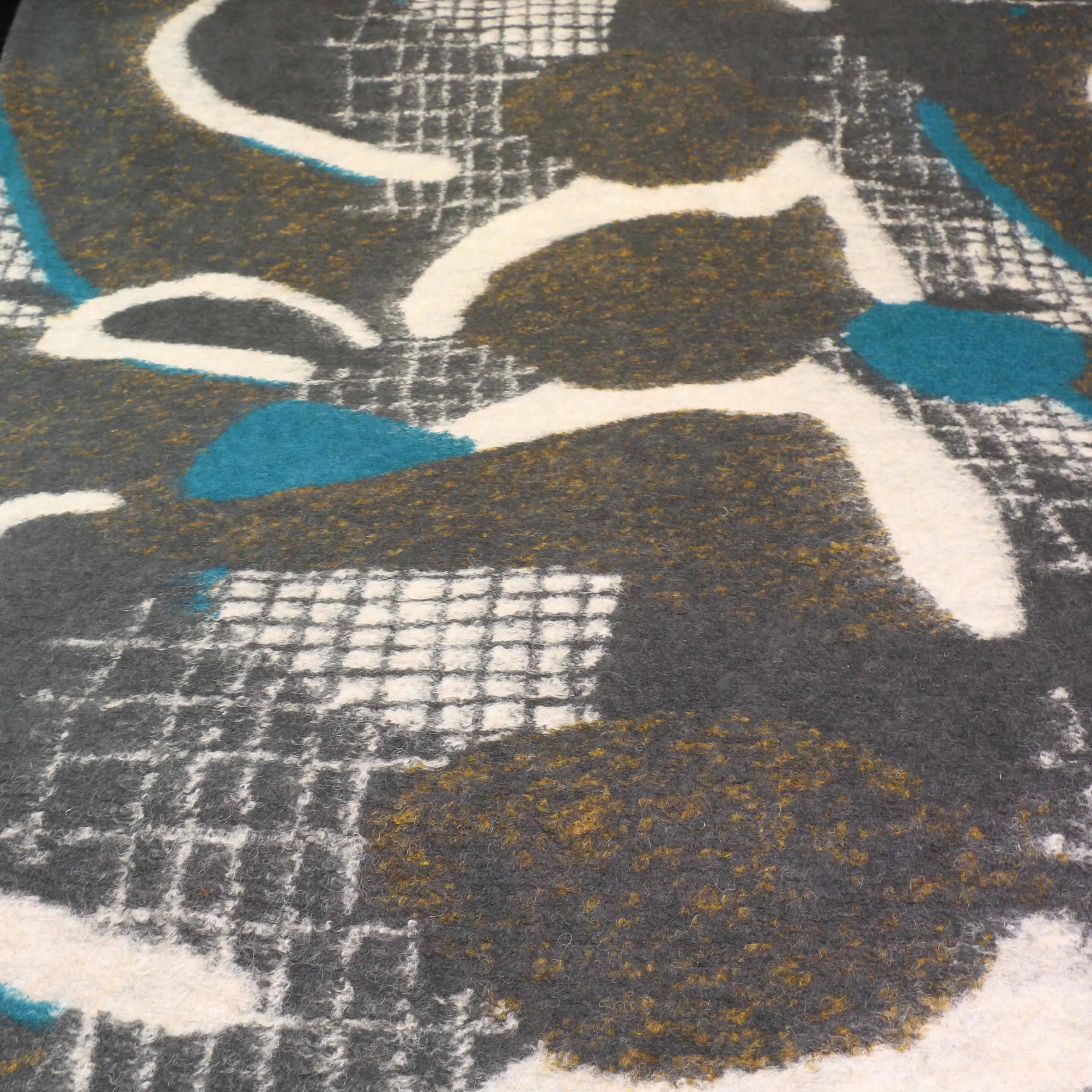 Wool blend Jersey Fabric - Grey, teal