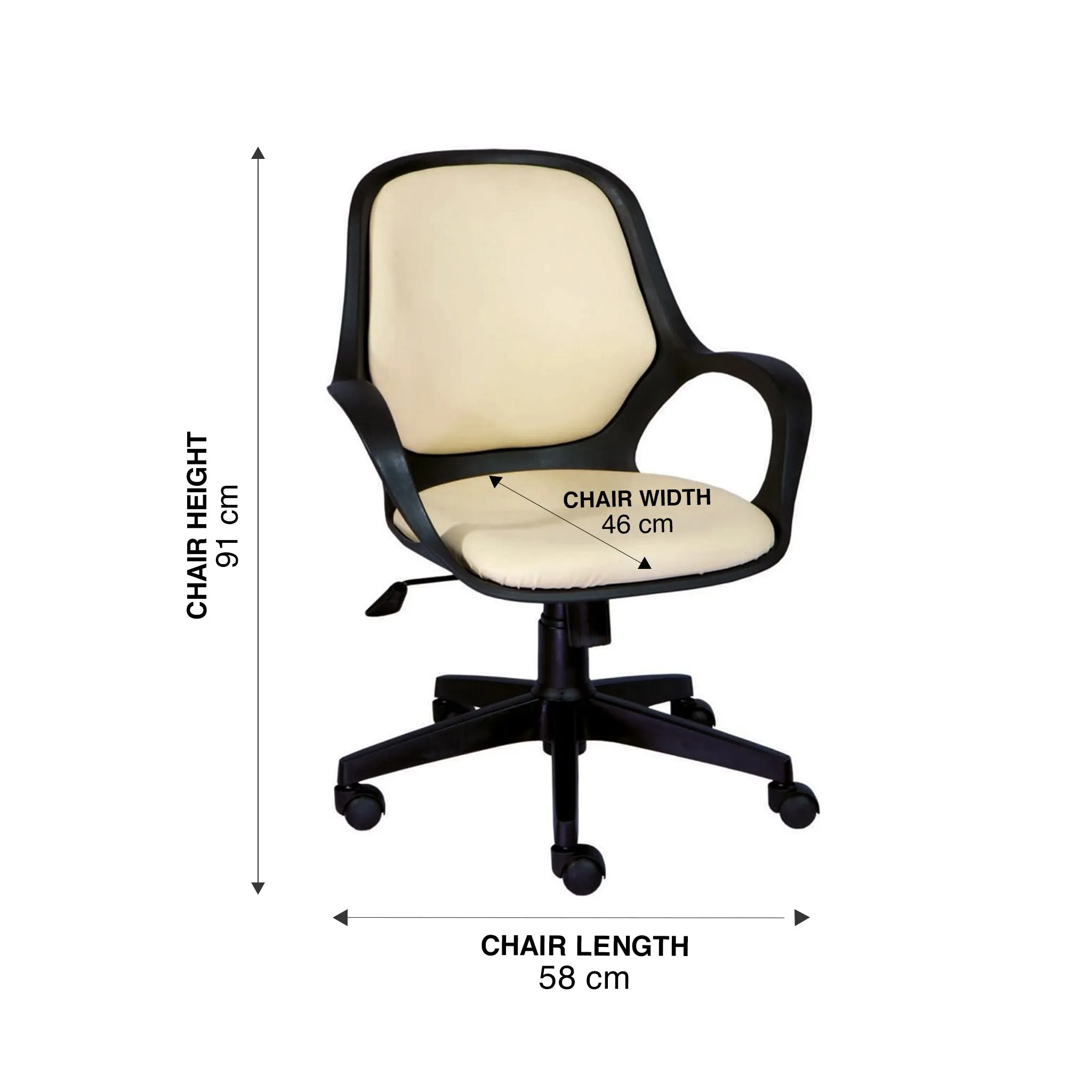 WorkStore Elsa CX Computer Chair, Adjustable Height, Nylon Backrest with Cushion, Black