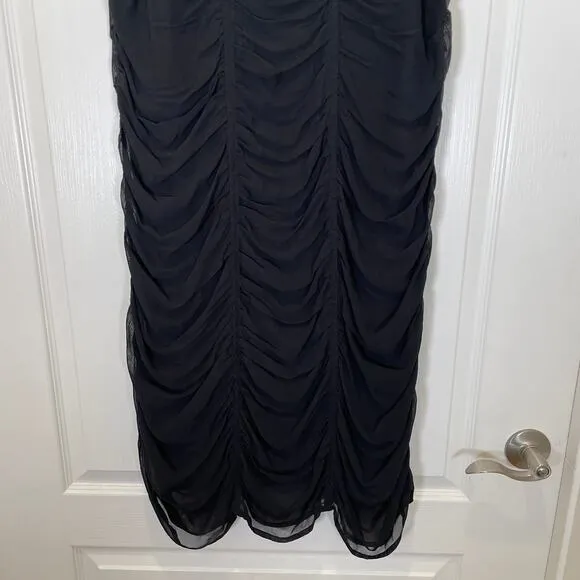 XCVI Wearables Ruched Draped Maxi Skirt Black Goth Witchy S