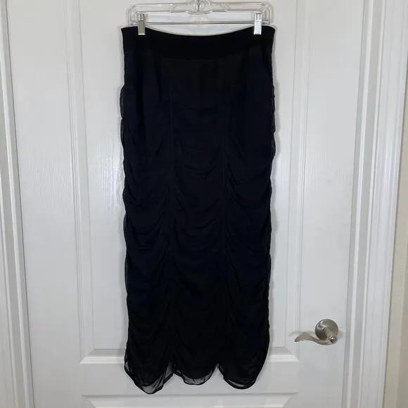 XCVI Wearables Ruched Draped Maxi Skirt Black Goth Witchy S