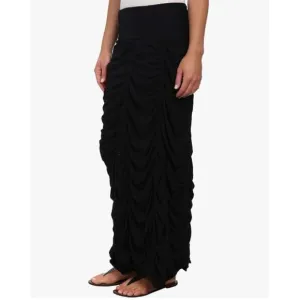 XCVI Wearables Ruched Draped Maxi Skirt Black Goth Witchy S
