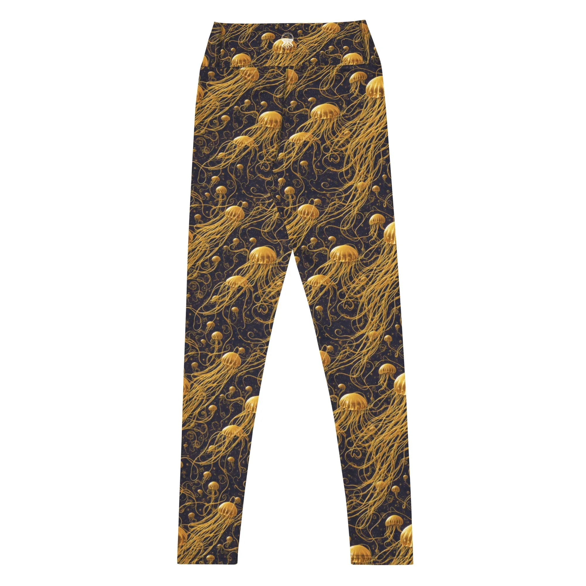 Yoga Leggings Black and Gold Jellyfishes