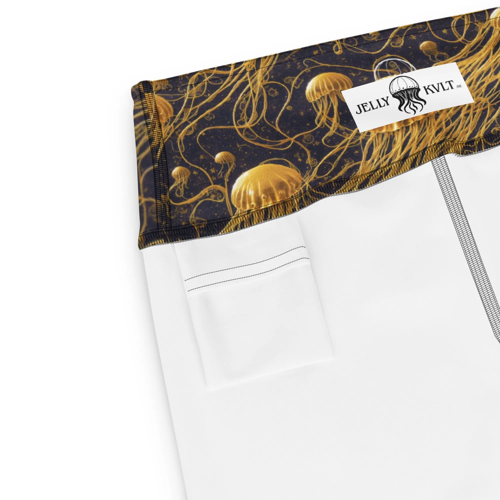 Yoga Leggings Black and Gold Jellyfishes